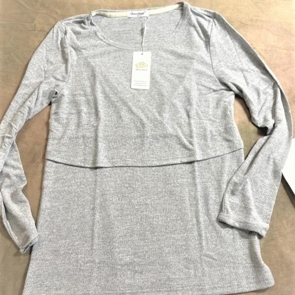 ST7 Bearsland Maternity Top SZ M BREAST FEEDING TOP Bearsland Breastfeeding Top